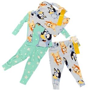 Bluey Kids Pajamas Set of 2- Blue and Green 4T